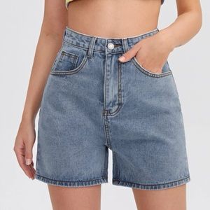 SHEIN Straight-leg Solid Denim Shorts